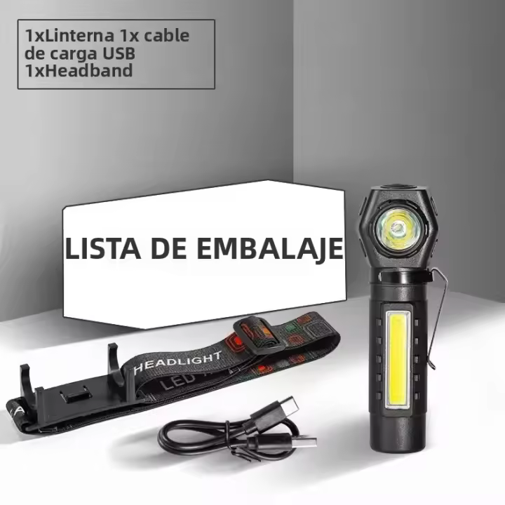 Linterna Frontal LED Super Brillante Recargable Con XPE COB Y Imán En La Cola Luz Trabajo Dual Impermeable Para Aventura Camping Pesca Senderismo - 1