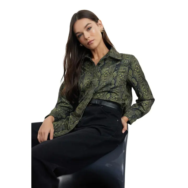Trendyol Snake Patterned Satin Woven Shirt Twoaw25Go00053 - 1