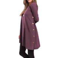 Vestido De Mujer Casual Otoño Elegante Con Botones Color Sólido Largo Manga Vestido De Fiesta Polyester Cuello O Antiguo - details 28