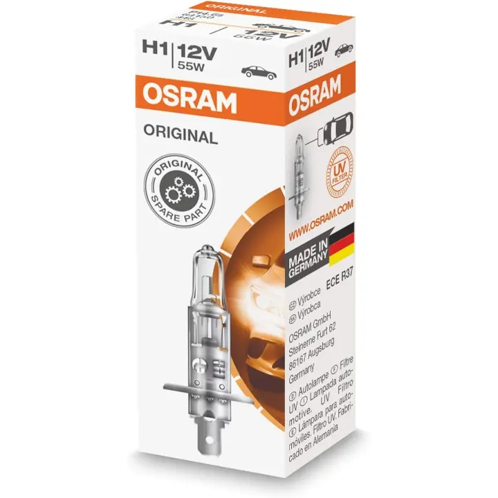 OSRAM 64150 Lámpara Halogen P14,5s 12V 55W H1, Halogenweiß [Clase de eficiencia energética A] - 1