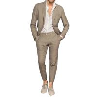 Traje Elegante Para Hombre Con Notch Lapel Cierre Único Casual Slim Moda Oficina Negocios Formal 2 Piezas Material COTTON Lino POLYESTER Lana - details 4