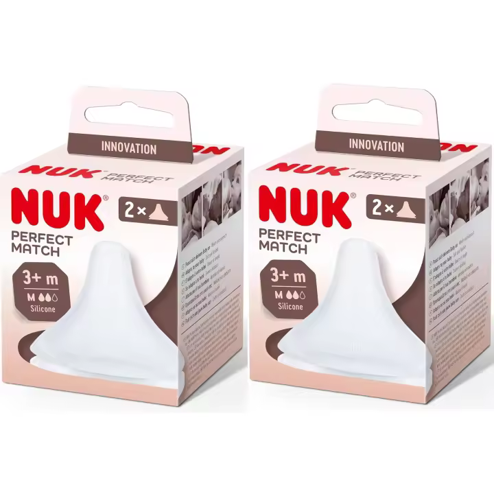 Tetinas de biberón Perfect Match de NUK | Se adapta al bebé como el pecho de mama | Ventilación anticólico | Tetina de silicona mediana para biberones | 4 uds. - 1