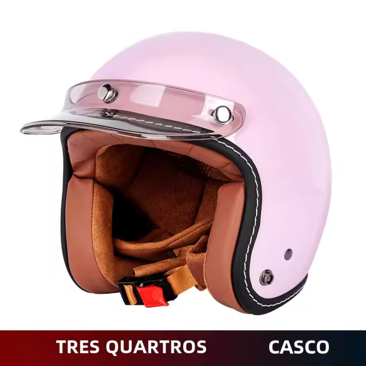 Casco De Motocicleta Retro 3/4 Para Hombres Y Mujeres Casco Universal De Cuatro Estaciones Peso 850g Material ABS Estilo Abierto - 1