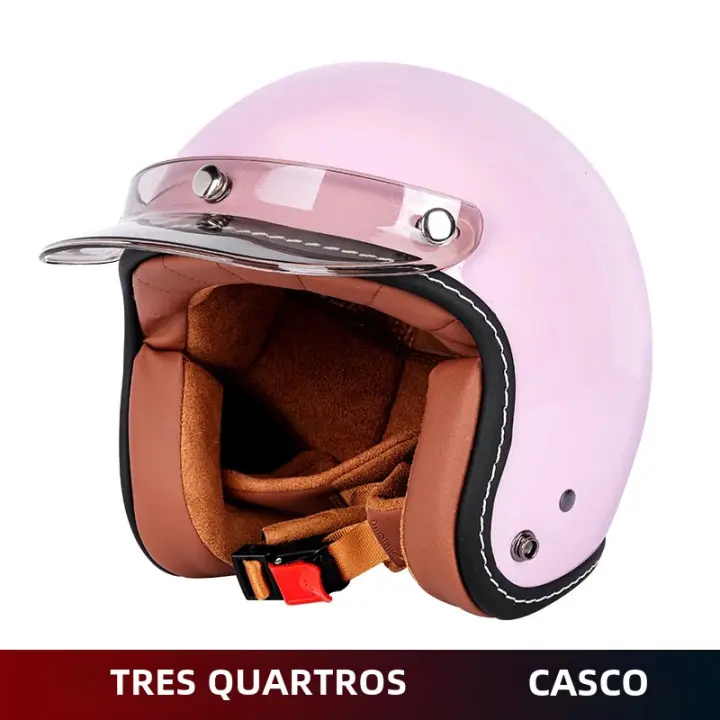 Casco De Motocicleta Retro 3/4 Para Hombres Y Mujeres Casco Universal De Cuatro Estaciones Peso 850g Material ABS Estilo Abierto - 1