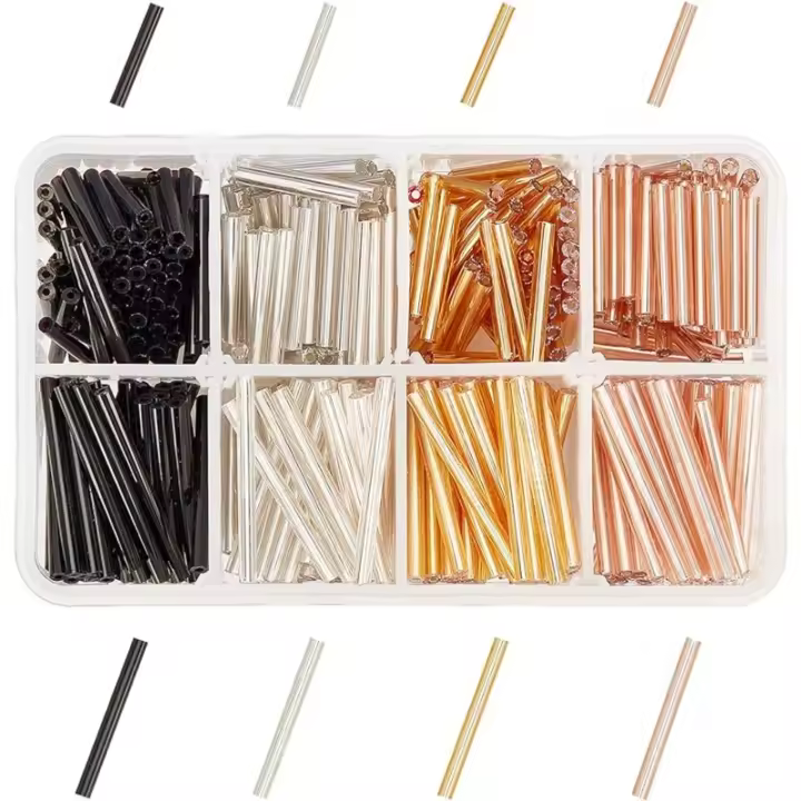 Tubo De Cuentas De Vidrio Opacas 64g Forma De Bugle 30mm/20mm Cuentas De Semillas Metálicas Para Fabricación De Joyas - 1