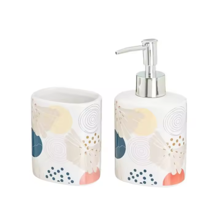 Bloom Store-Set baño Ceramica ,Juego de Accesorios de Baño 200 ML.Regalo Ideal para la decoración y organización del hogar - 1