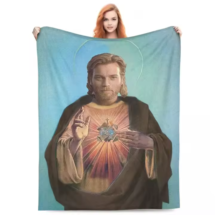 Manta Suave Jesus-Obi Para Viajes Cubierta De Silla Y Cama Estilo Moderno Adecuada Para Otoño Primavera Antipelusa Portátil - 1