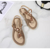 Zapatos de playa europeos y americanos para mujer, verano 2025. Zapatos casuales planos anchos con cuentas de madera tejidas. - details 15