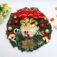 Corona Navideña Roja Para Puerta De Entrada Con Dorado Decoración De Pared Y Puerta Guirnalda De Navidad Ornamento De Casa - details 0