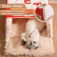Cama Rectangular Para Gato Grande Con Cierre De Cremallera Almohadilla De Peluche De Algodón PP Suave Casa De Mascota Para Perro Pequeño Y Mediano - details 3