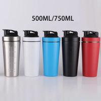 Botella De Proteína De Acero Inoxidable 500/750ml a Prueba De Fugas Para Gimnasio Y Fitness Con Escala Y Mezclador Para Batidos De Leche En Polvo - details 4