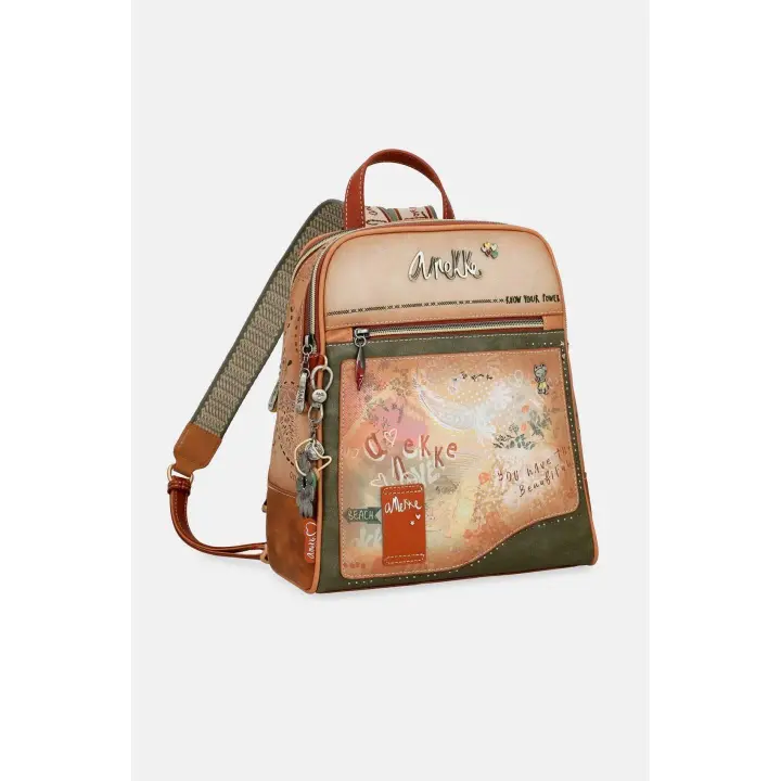 Anekke Mochila Bolso Estampado Bolsillo Frontal - 1