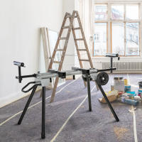DURHAND Soporte Universal para Sierra Ingletadora Plegable con Distancia de Trabajo Ajustable Fácil de Transportar y Almacenar 123,5-245x73x96 cm Negro - details 1
