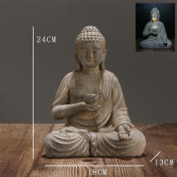 Estatua Budista Solar De Resina Decoración Jardín Zen Estilo Japonés Luz Solar Exterior Patio Porche Jardín Hogar Meditación Budista - details 0