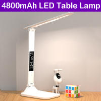 Lámpara De Mesa LED Plegable Con Protección Ocular Para Lectura 3 Colores Regulables Sin Salto Tiempo Fecha Temperatura Carga USB Luz Nocturna Táctil - details 0