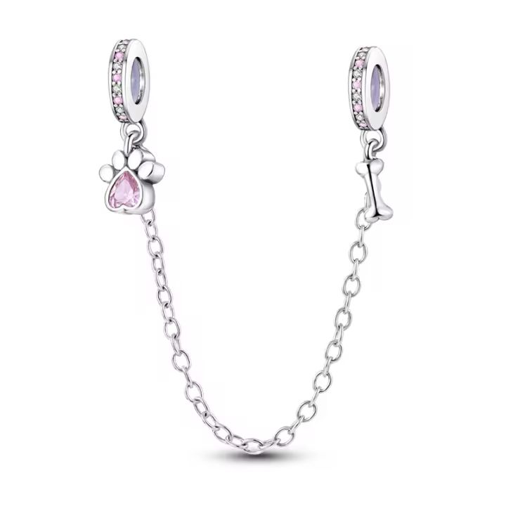 Nueva Cadena De Seguridad Platinada En Plata Con Encantos De Gato Rosa Luna Y Estrella De Silicona Para Pulseras Y Collares DIY Colorido - 1
