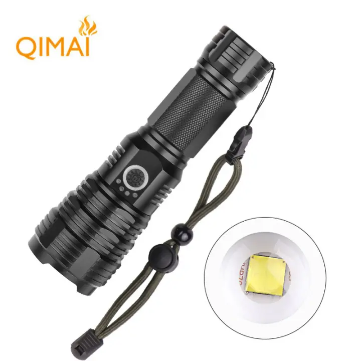 Linterna XHP70 con carga USB, zoom telescópico, pantalla de potencia, luz potente para exteriores, linterna multifuncional - 1