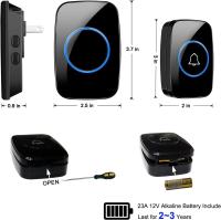 Timbre inalámbrico, kit de timbre impermeable, que distingue entre la puerta principal y la puerta trasera, más de 1.000 pies y 60 tonos de llamada, volumen de nivel 5 y Flash led, adecuado para aulas de oficinas domésticas - details 4