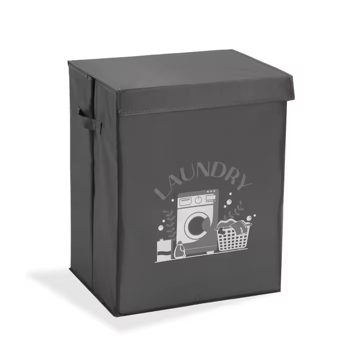 Versa Zalec Cesto de ropa con asas, Para Cocina, baño o vestidor, Medidas (Al x L x An) 30 x 4,3 x 30 cm, , Color Gris - 1