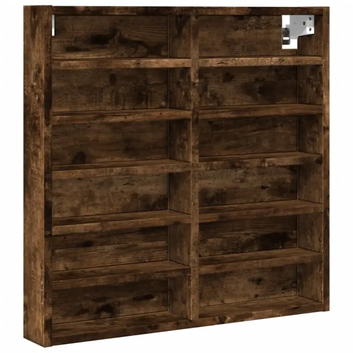 vidaXL Vitrina de madera de ingeniería 60x8,5x58 cm Blanco, Negro, Roble Sonoma Mueble Almacenaje Estantería para Oficina, Estudio, Dormitorio Estantería/Librería/ mueble de Almacenamiento - 1