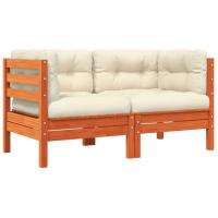 vidaXL Sofá esquinero de jardín con cojines 2 uds madera abeto Douglas Marrón pino, Douglas natural, Impregnado natural Conjunto Terraza Muebles Jardín Exterior Juego de Muebles de jardín Mueble Jardín Exterior Muebles de Salon Exterior - details 2