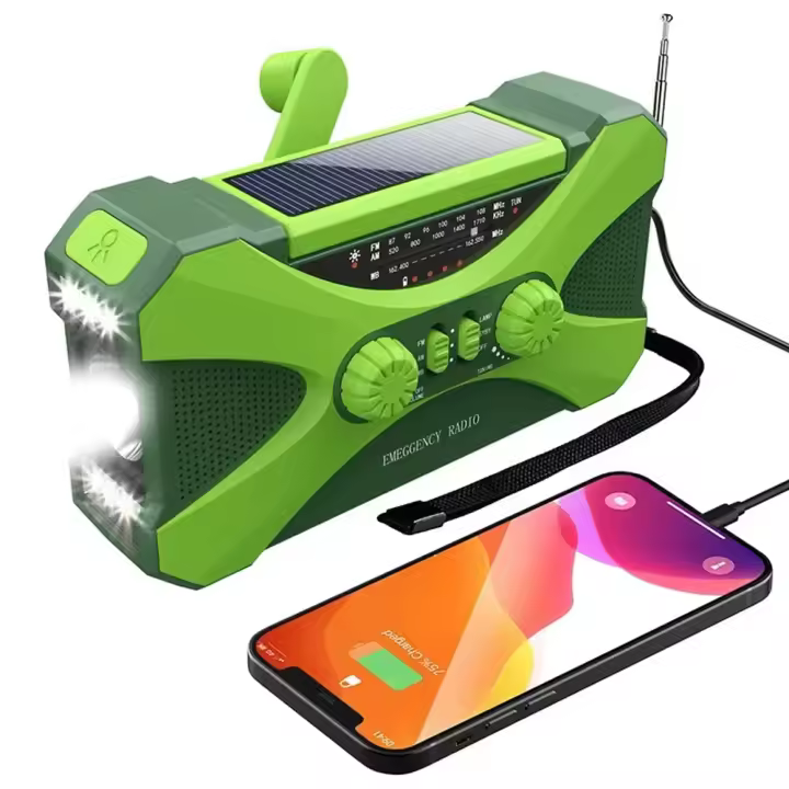 Radio Solar 10000mAh AM/FM Portable Emergency Radio Portable Crank Radio Hand Crank Dynamo Waterproof Radio de Supervivencia con 3 Modos Flashlight Reading Lamp SOS Alarma para Acampar Travelling al Aire Libre Naranja - 1