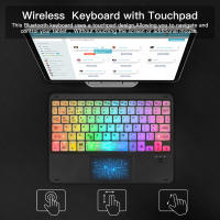 Teclado Inalámbrico Bluetooth Con Retroiluminación RGB Y Touchpad Para iPad IOS Android Windows Teclas Transparentes GOOJODOQ - details 2