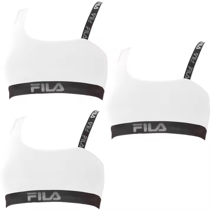 Pack 3 sujetadores deportivos de algodón FILA color blanco - 1