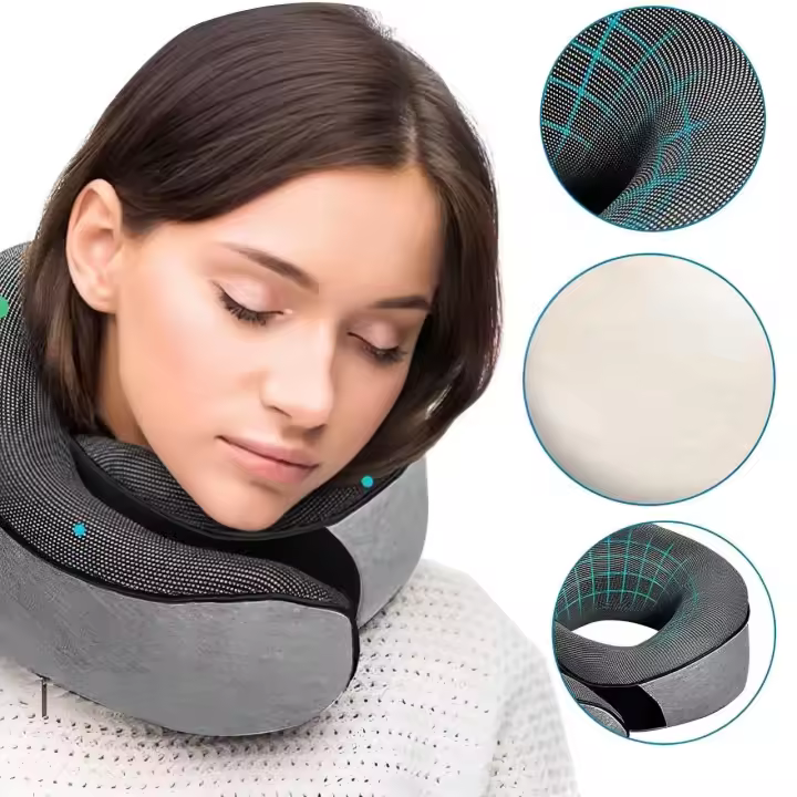 Almohada De Viaje En Forma De Caracol De Espuma De Memoria Soporte Para Cuello Ajustable Portátil Suave Para Descanso Del Mediodía Y Sueño - 1