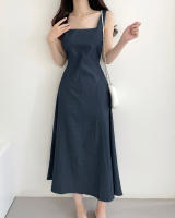 Vestido Largo De Hombros Sin Mangas Estilo Francés Vintage Para Mujer REALEFT Verano 2025 Vestido A-Line Recto Casual De Cuello Cuadrado Midi Zipper - details 19