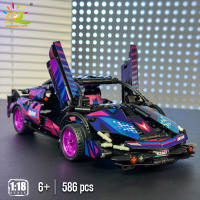 HUIQIBAO High-Tech Bloque De Construcción De Carreras Super 586PCS 1/18 Con Retroceso Vehículo MOC Juguete De Construcción Para Niños - details 4