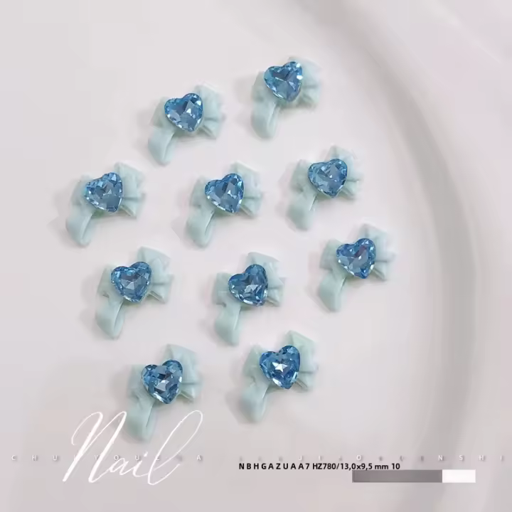Lote De 10 Piezas De Gemas Para Uñas Azules Lujo Adornos 3D Para Decoración De Uñas Glitter Manicura Joyería De Uñas DIY Tamaño 9mm 10mm X 12mm - 1