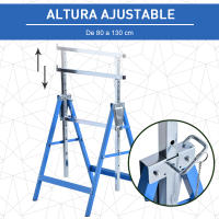 HOMCOM Set de 2 Caballetes Telescópicos Plegables con Altura Ajustable Caballetes de Sierra de Acero para Mesa y Trabajo de Bricolaje Carga 200 kg 68x58x80-130 cm - details 3