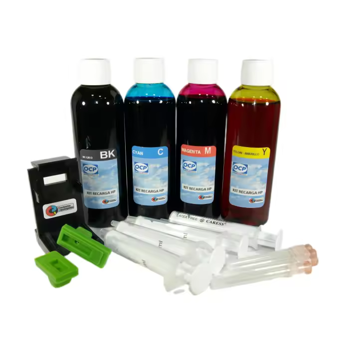Kit de Recarga para Cartuchos de Tinta HP Nº: 350, 351, 110 Incluye Clip y Accesorios + 400 ML Tinta - 1