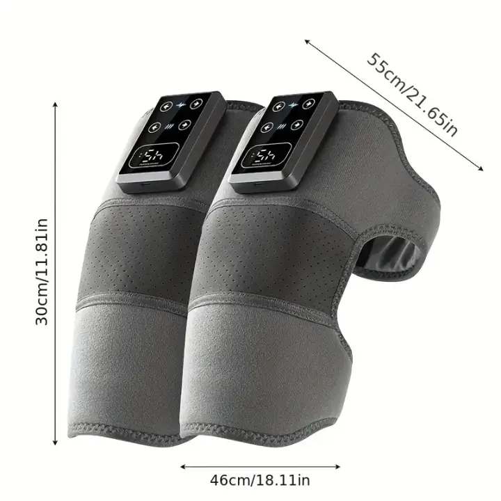 Masajeador de rodillas 3 en 1 recargable por USB con calefacción y vibración, almohadilla de apoyo para las articulaciones sin perfume para relajación, regalo ideal para rodillas, codos y hombros - Batería de litio incorporada de 1800 mAh - 1