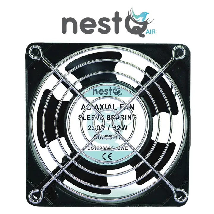 nestQ Ventilador Rodamiento de Bolas 220 240 AC 120mmx120mmx38mm Extractor de Humo, Olores, Humedad, Calor Para Racks Baño Cocina Garaje Armario Ascensor Ventilador de Techo y Pared – Silencioso. - 1