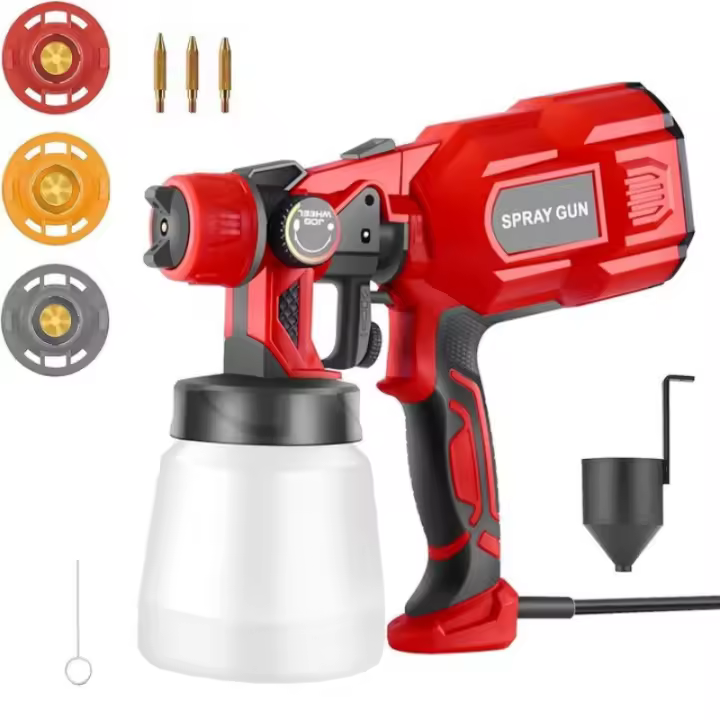 PISTOLA DE PULVERIZACIÓN eléctrica de 550W, 4 boquillas, 1200ml, HVLP, herramientas de pulverización para el hogar, Control de flujo, aerógrafo de revestimiento de pulverización fácil, enchufe de la UE - 1