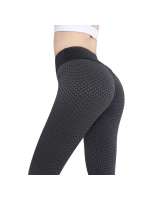 Pantalones De Yoga Para Mujeres Cintura Alta Moldeadora Jacquard De Mantequilla De Palmera Pantalones Deportivos De Pierna Larga Sin Bolsillos - details 1