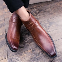 Botas Cortas Para Hombre Con Cierre Lateral Y Punta Puntiaguda Estilo Británico Suela De Goma Material PU Impermeables - details 5