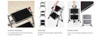 SONGMICS - Escalera de 2 peldaños Plegable, Ancho de Marcha 20 cm, Goma Antideslizante, con asa, Carga 150 kg, Acero, Gris y Negro/Blanco y Negro - details 1