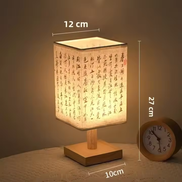Lámpara De Mesa LED Decorativa Con Sombrilla De Tela Estilo Chino Dimmer Blanca Para Dormitorio Luz Nocturna De Plug Incluida - 1