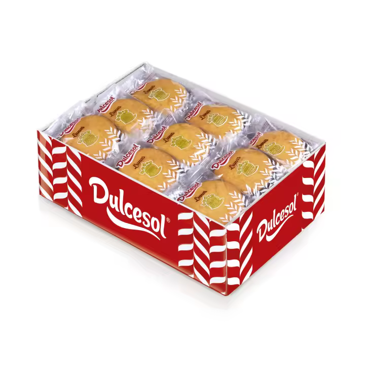 Dulcesol Lunas – Caja con 2 Kg - Envueltas individualmente. Producto de pastelería y repostería. Bizcocho con cobertura de cacao - 1