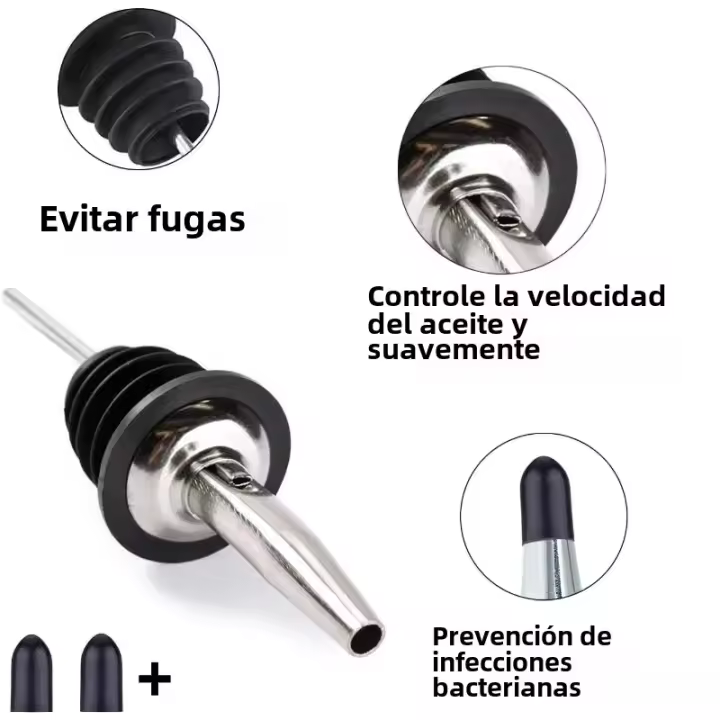 Tapa De Botella Antifugas De Acero Inoxidable Para Cocina Tapón De Vino a Prueba De Fugas Dispensador De Aceite De Cocina - 1