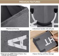 Cesta grande plegable para la ropa sucia, con 2 compartimentos, para dormitorio, de tela (gris oscuro) - details 2