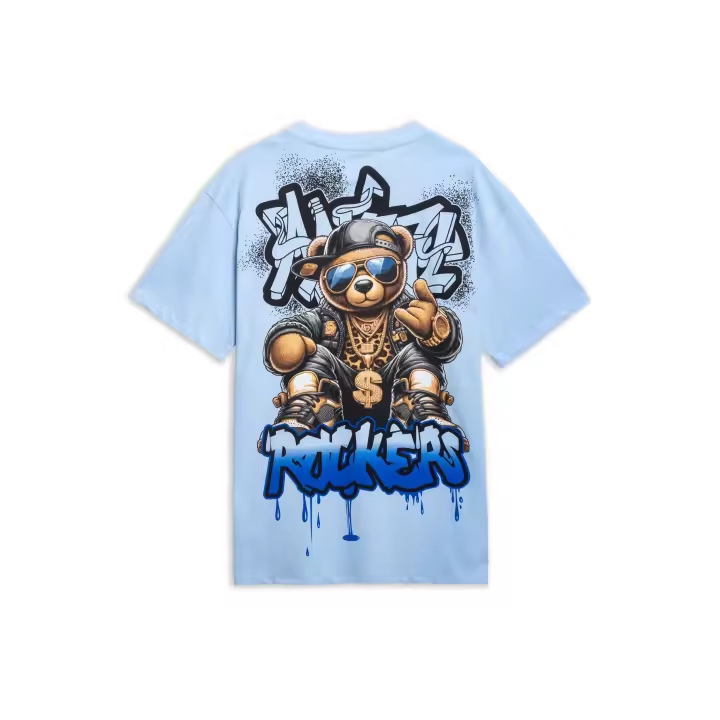 Camiseta Area Zero Celeste Rocker Bear Oversized Tee - 1
