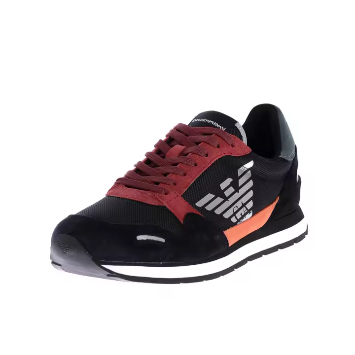 Emporio Armani Zapatillas Zapatos de Cuero Hombre Negro Azul X4X215 XL200 R152 - 1