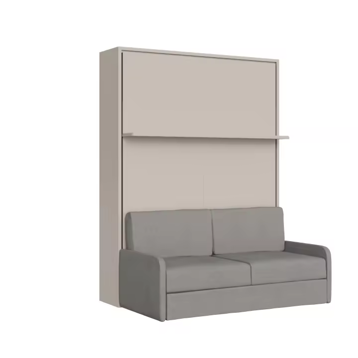 Cama Doble abatible vertical Versia Sofá 160 con sofá y estante Arcilla - 1