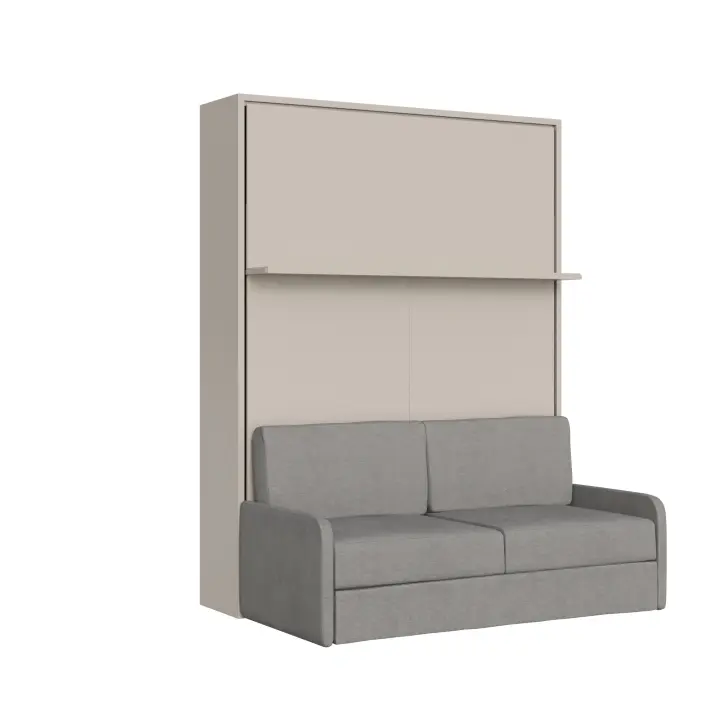 Cama Doble abatible vertical Versia Sofá 160 con sofá y estante Arcilla - 1