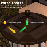 Outsunny 2 Farolas Solares Exterior Luces Solares Exterior con Panel Solar Encendido Automático y Marco de Acero Inoxidable Impermeable IP44 para Terraza Patio 23,5x23,5x184 cm Negro - details 3