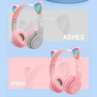 Auriculares De Juego Inalámbricos P47M Con Orejas De Gato Luminosas Y Micrófono Control LED Estéreo Para Teléfono Bluetooth Regalo - details 8